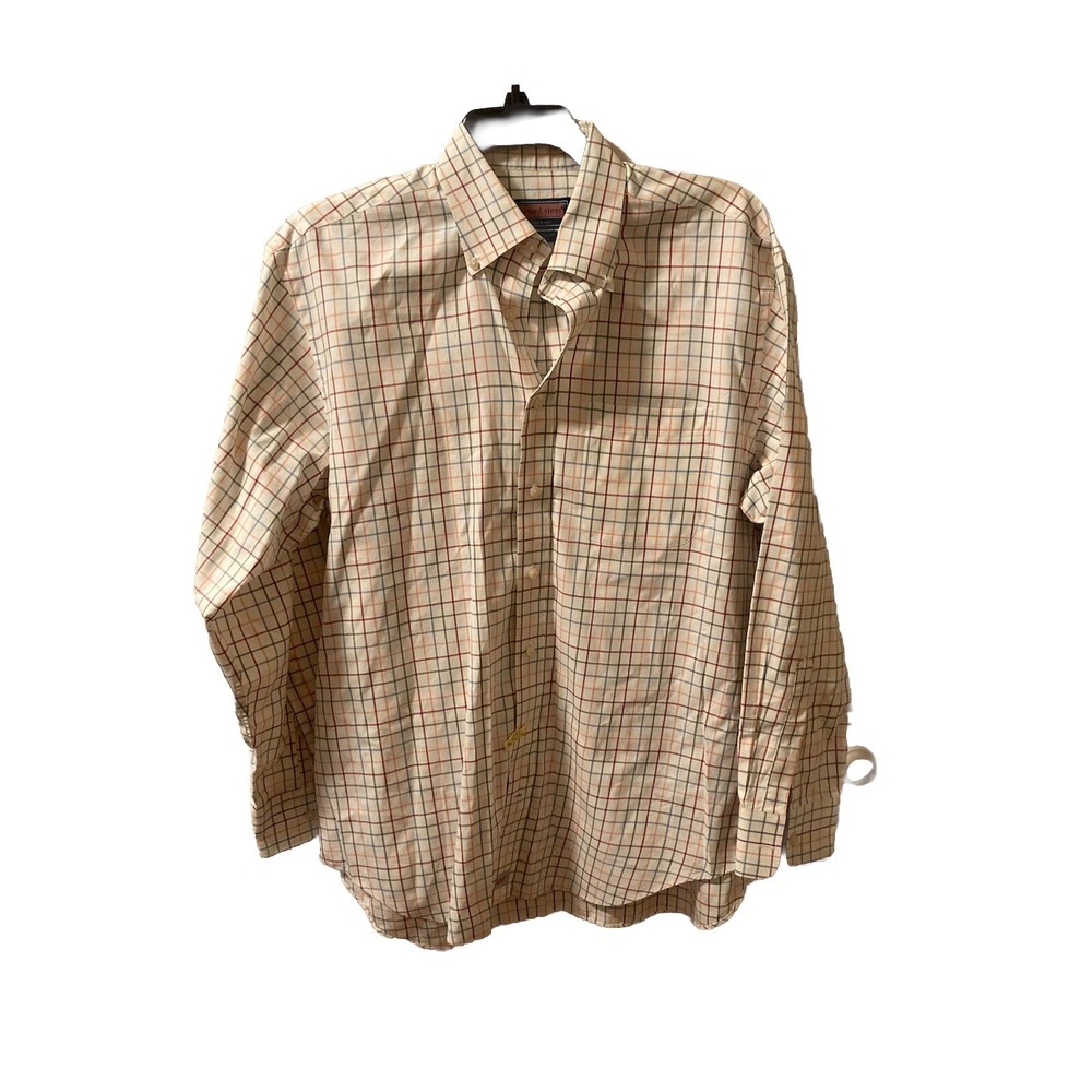 Vineyard Vines Murray Shirt Plaid LS Cotton Size L Cream Multicolored Preppy